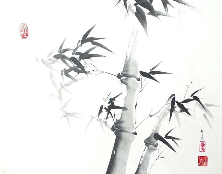 Bambus im Wind - Sumi-e